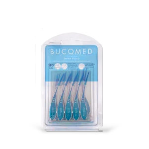 Bucomed Black Flossers Seda Dental 2 en 1 con Palillo y Carbón Activo 30 uds con Estuche · Normon