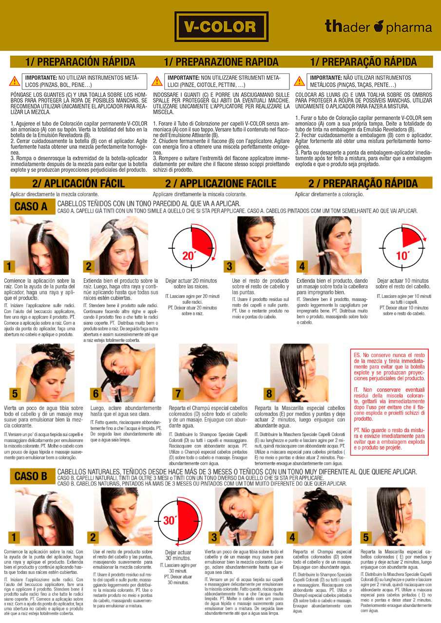 hader TH Pharma V-Color Kit Tinte Sin Amoniaco con Aceite de Lino y Oro Líquido – Tonos N5 a N10 - Imagen 3