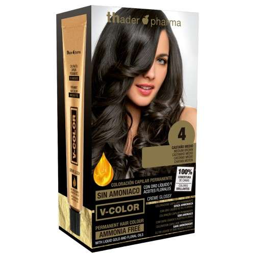 hader TH Pharma V-Color Kit Tinte Sin Amoniaco con Aceite de Lino y Oro Líquido – Tonos N5 a N10 - Imagen 10