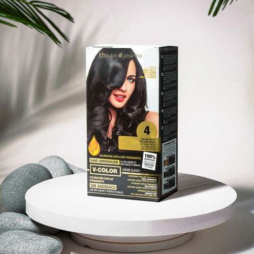 hader TH Pharma V-Color Kit Tinte Sin Amoniaco con Aceite de Lino y Oro Líquido – Tonos N5 a N10 - Imagen 5